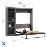 Bestar Pur Full Murphy Bed with Shelving Unit, 84-inch Space-Saving Wall Bed for Multipurpose Room Bestar