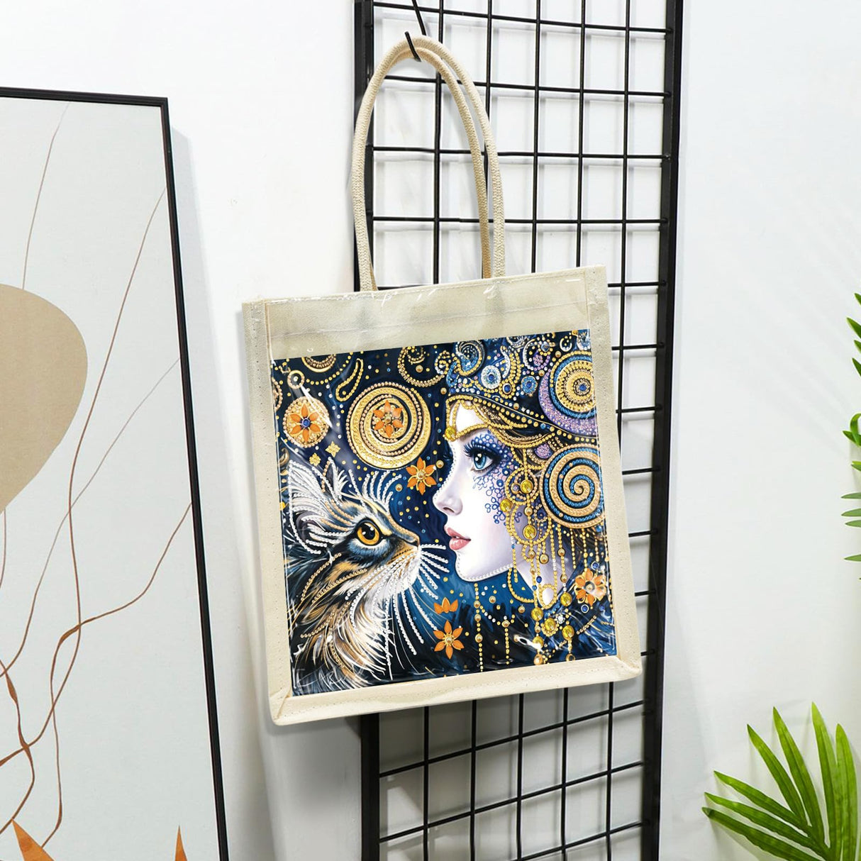 yzARTche Diamond Art Painting Handbag, DIY Diamond Art Handmade Tote Bag Shoulder Bag with Replaceable Pattern-07-Cat yzARTche