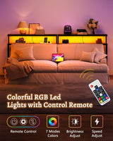 FAVOOSTY 5.9" Narrow Console Table with Led 46.8" Industrial Entryway Table with Storage Shelves, Thin Sofa Table for Living Room, Hallway, Entry Way, Foyer, Kitchen, Rustic Brown&Black FAVOOSTY