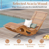 Giantex Acacia Wood Outdoor Rocking Chair, Patio Lounge Chair with Ergonomic Curved & Slatted Seat, High Back, Bottom Stopper, Outside Chaise Lounge, 63”x23.5”x26” Pool Lounger for Porch, Yard (1) Giantex
