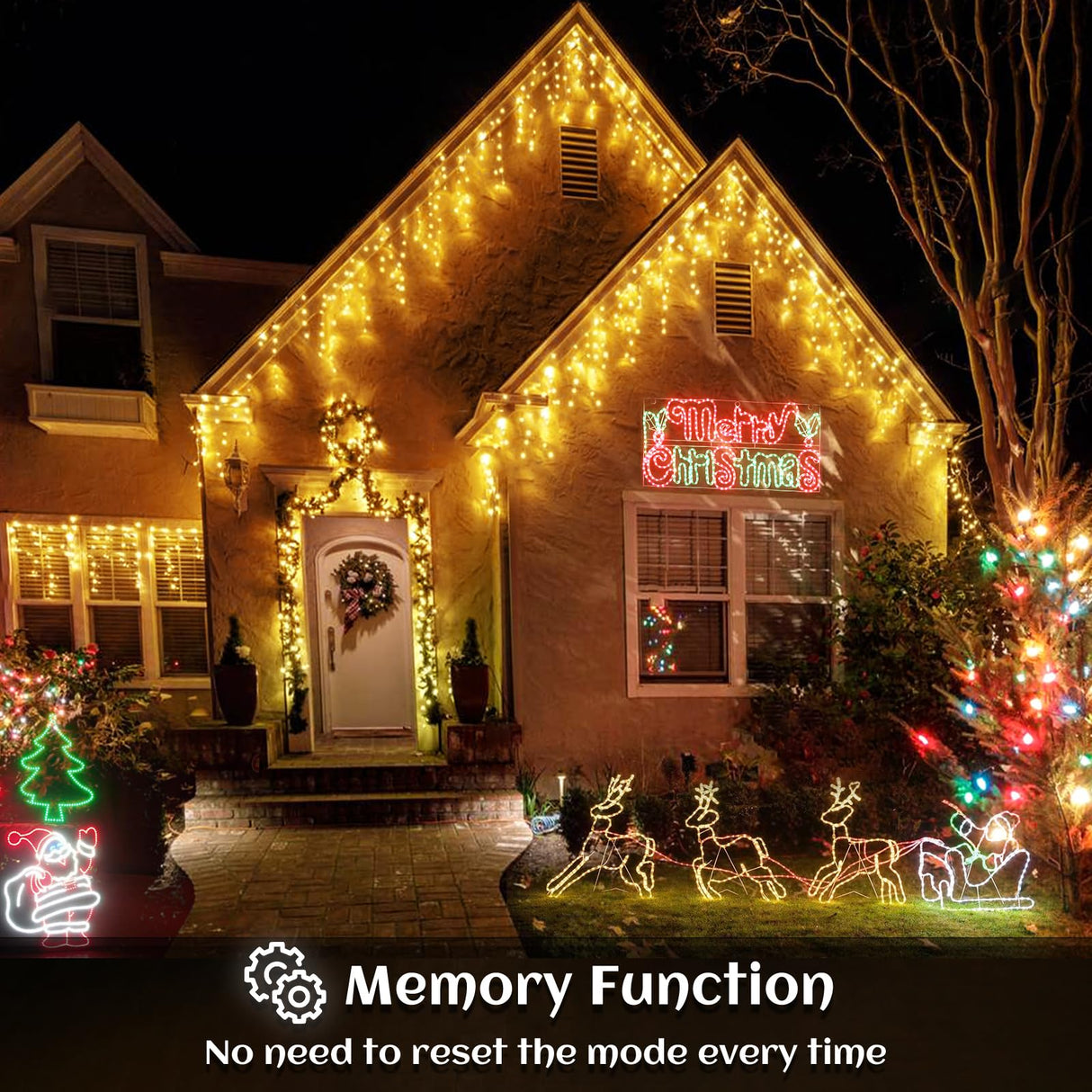 66ft Icicle Lights for Outside - 640 LED Christmas Lights Outdoor with 120 Drops 8 Modes, Plug in Twinkle Light Outside for Holiday Wedding Party Tree Room Indoor Thanksgiving Decoration, Warm White Nielfoi