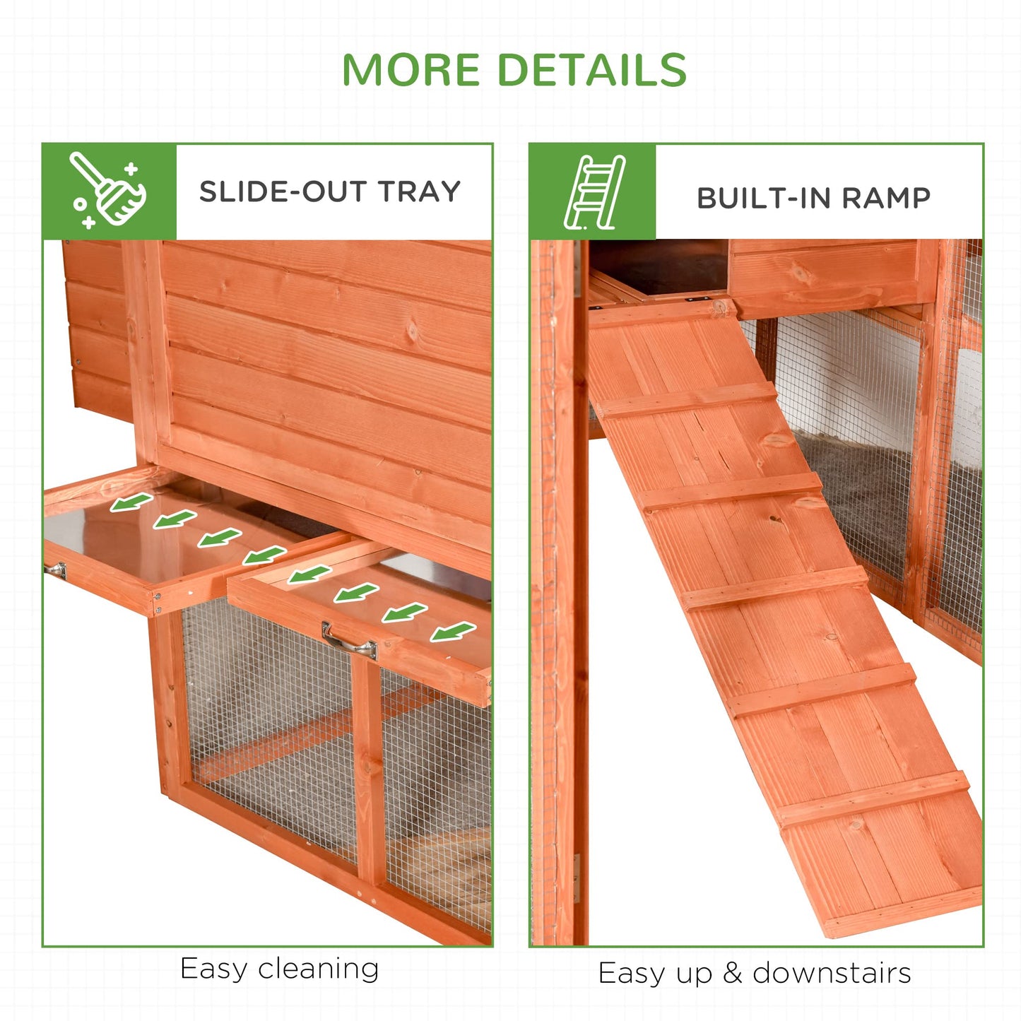 PawHut 145" Chicken Coop Large Chicken House Rabbit Hutch Wooden Poultry Cage Pen Garden & Backyard with Run & Inner Hen House Space - WoodArtSupply