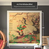 Red Lantern Bamboo Window Shade Blind - Red-Crowned Cranes 72" Wide Red Lantern