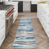 Lansny Modern Abstract Runner Rug 2x6, Blue Washable Kitchen Runner Non-Slip Soft Hallway Rug Runner Thin Print Faux Wool Carpet for Entryway Bedroom Laundry Room Indoor Home Decor Lansny