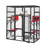 ISDAY Extra Large Wooden Catio - Outdoor Cat Enclosure with 7 Platforms & 2 Resting Boxes (Black) Generic