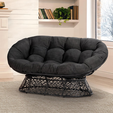 Bme Double Papasan Chair, 600lbs Capacity, Ergonomic Design, Soft Thick Fabric Cushion, Bee-Designed Frame, Durable Steel, 60", Black - Black Base Bme