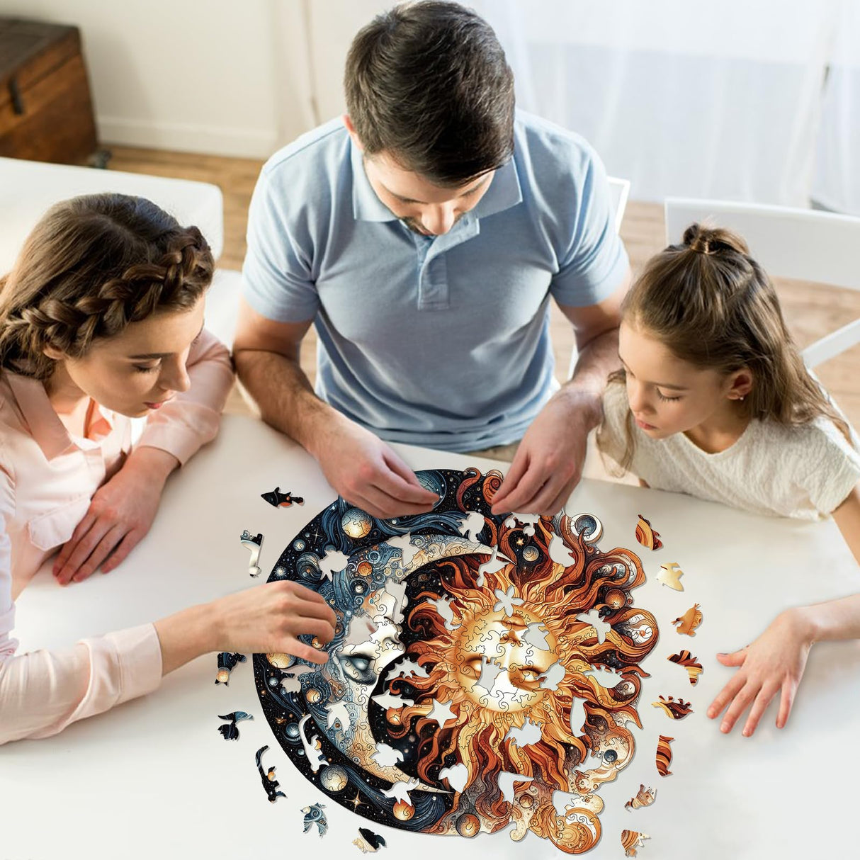 Wooden Puzzles for Adults, Sun and Moon Wood Puzzles 200 Pieces, Irregular Animal Shaped Unique Wooden Jigsaw Puzzles, Creative Ghristmas Gift for Teenagers and Adults WHJSG