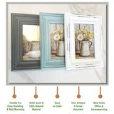 Vintage 4x6 Inches Wooden Picture Frame Pack of 3 Farmhouse Aqua Grey White - Rustic Thick Wood High Definition Glass Photo Frame Outside 6x8 Inches - 2 Ways Display Tabletop or Wall Mounted EXQUIDECA