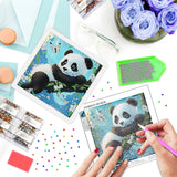 SENQAO Panda Diamond Art Kit for Adults with Frame Art and Crafts for Adults Ages 6-8 -10-12 Easy to DIY Diamond Art for Adults and Adult Beginners Home Wall Decoration 7.1x7.1inch SENQAO