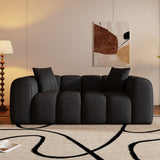 WHGBJA 70" Modern Chenille Fabric Sofa Couch – One-Piece Memory Foam 3-Seater Sofa with Rounded Arms, Soft & Cozy Upholstery for Living Room (Black) WHGBJA