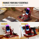 OneTigris Wood Phone Docking Station, Gifts for Men Nightstand Organizer Desk Organizer Beside Wallet Tray Watch Stand with Gun Rack, Anniversary Birthday Gifts for Dad Husband Boyfriend Fathers' Day OneTigris