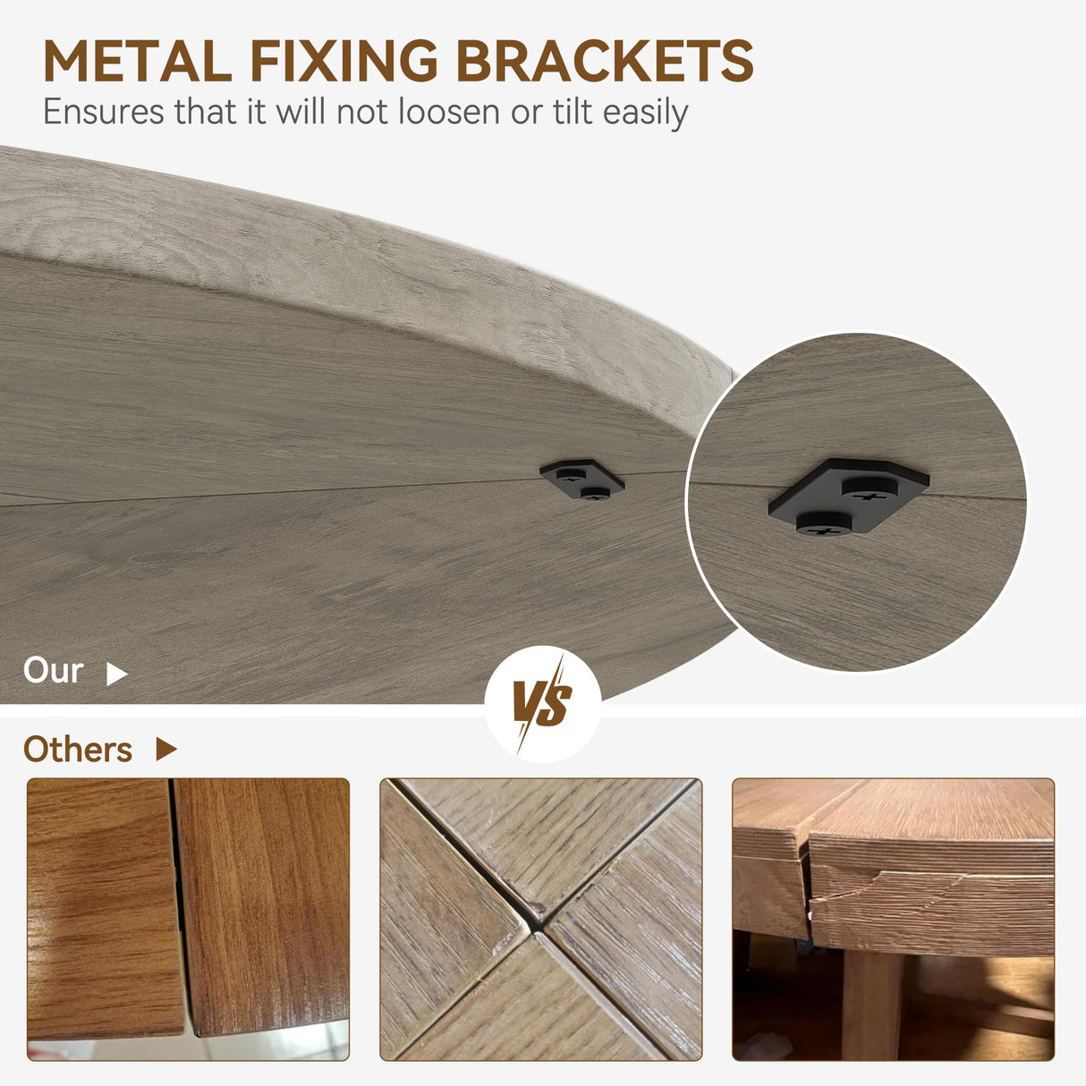 GarveeHome 47-inch Round Large Dining Table, Wooden Kitchen Table for 4, Industrial Dinner Table with Wooden Top and Metal Base for Home Dining Room or Living Room - Grey(Only Table) GarveeHome