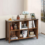 Joaxswe Rustic 6 Cube Wood Bookshelf – 3 Tier Brown Walnut Storage Organizer with Legs Joaxswe