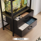 Welfuturer Aquarium Stand 10 Gallon with 2-Tier Shelf, Fish Tanks Stand with 2 Drawers, Metal Frame Heavy Duty Reptile/Turtle Tank Stand for Home Office, Fish Tanks Accessories Storage, Black Welfuturer