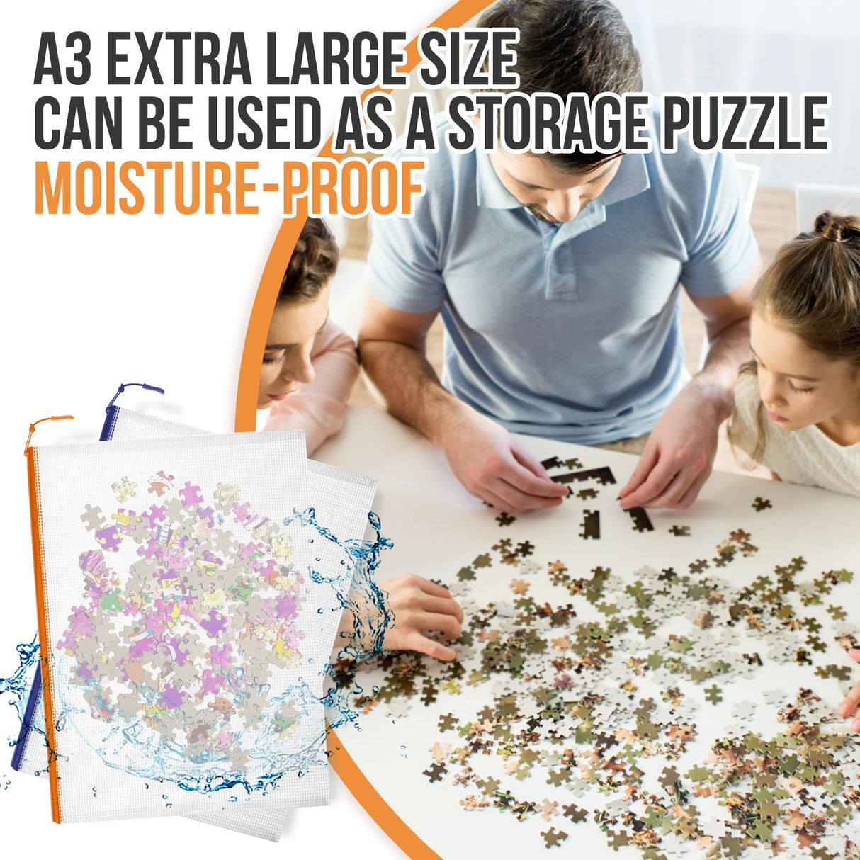 24pcs Mesh Zipper Pouch File Bags Puzzle Storage Bags, A3 17x12 Inches Large Reusable Zipper Pouches for Organizing Classroom Board Game Organization YOPCDJ