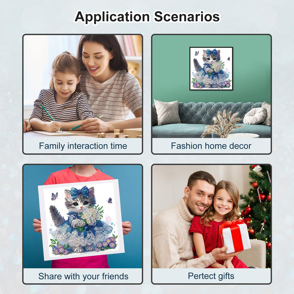 WSLWXSHM 5D Special Shape Diamond Art Kits for Beginners, Diamond Painting Kits for Adults Cat, Crystal Rhinestones Diamond Painting for Home Wall Decoration Gift 12×12inch/30×30cm, Animal WSLWXSHM