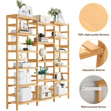 FOTOSOK Triple Wide 6-Tier Bookshelf and Bookcase,Large Freestanding Book Shelf with 17 Open Display Shelves, Tall Bookshelf Plant Flower Shelf Rack Storage Organizer Unit for Living Room, Natural FOTOSOK