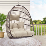 RADIATA Egg Chair Without Stand Luxury Outdoor Patio Wicker Hanging Swing Egg Chairs with Water Resistant Cushions for Patio Backyard Balcony (Brown) RADIATA