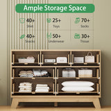 Fluted Dresser for Bedroom with 7 Drawers, 48" Wide Modern Chest of Drawers with Metal Handle, Wood Dresser TV Stand, Wooden Closet Clothes Storage Organizer for Living Room, Hallway, Natural Oak Xixini