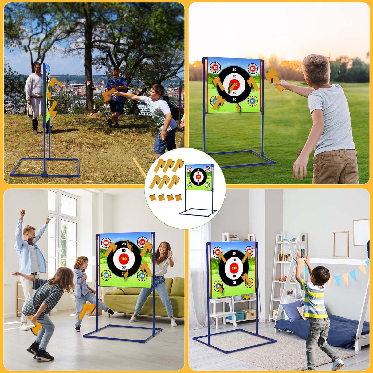 VATOS Axe Throwing Game Set Axe and Star Throwing Target Fun Backyard Indoor Outdoor Sport Party Play Game Toys for Kids Adults Birthday Gifts for 3 4 5 6 7 8 9 10 11 12 Year Old Boys Girls VATOS