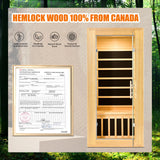 Far Infrared Sauna for Home 1 Person Hemlock Wood Dry Sauna Low EMF Heaters Panels Spa Indoor Sauna with Intelligent Control Panel 1180W, 31.5 * 31.5 * 67in Generic