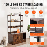 VEVOR Cat Litter Box Enclosure, Hidden Litter Box Furniture with 3 Storage Shelves, Wooden Cat Washroom Indoor, Large Cat House Cabinet Hidden Fit Most Litter Box, 33.5"L x 19.3"W x 58.7"H, Dark Brown VEVOR