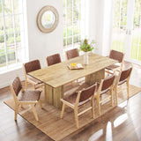 Modway Amistad 86" Solid Wood Modern Farmhouse Rectangular Dining Table in Oak Modway