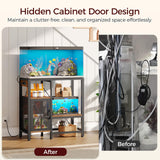 MAHANCRIS 20-37 Gallon Fish Tank Stand, Aquarium Stand with Power Outlet and Storage Cabinet, Heavy Duty Tank Stand Suitable for Turtle Tank, Reptile Terrarium, for Home Office, Rustic Brown FTHR40E01 MAHANCRIS