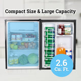 Igloo 2.6 Cu.Ft. Compact Refrigerator with Freezer, 2 Shelfs, Perfect for Homes, Offices, Dorms, Platinum Igloo