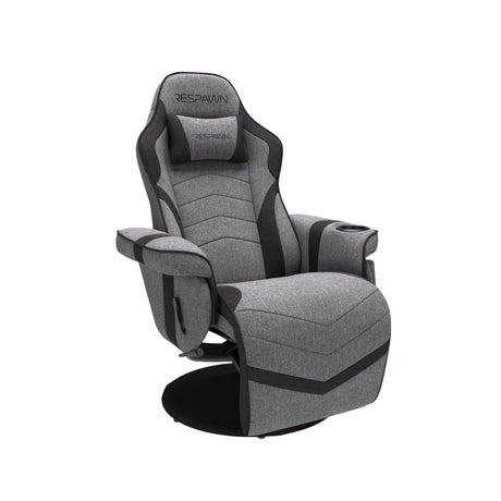 RESPAWN 900 Console Gaming Recliner with Footrest and Lumbar Support - Comfortable Ergonomic Gaming Chair with Headrest, No Wheels, Reclining, Heavy Duty, Racing Style Video Game Chairs - Gray Fabric RESPAWN