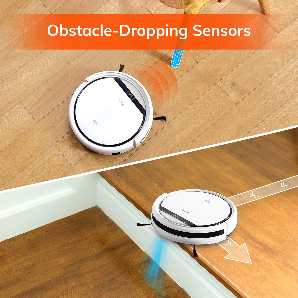 ILIFE V3s Pro Robot Vacuum Cleaner, Tangle-free Suction , Slim, Automatic Self-Charging Robotic Vacuum Cleaner, Daily Schedule Cleaning, Ideal For Pet Hair，Hard Floor and Low Pile Carpet,Pearl White ILIFE