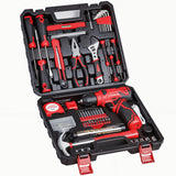 Tool Set - Tool Kit with 8V Cordless Drill, 132 Piece Tool Box with Drill, Home Tool Kits for Men & Women, Hand Drill Set Perfect for Homeowner, Diyer, Handyman - Red prekull