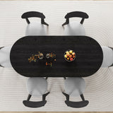 70.8 Inch Dining Table for 4-6 People, Oval Kitchen Table with Semi-Cylindrical Legs Base, Modern Farmhouse Round Dinner Tables for Dining Room Kitchen Living Room (Black) weselon