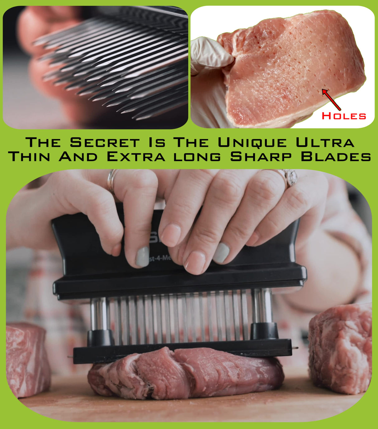 XSpecial Meat Tenderizer Tool 48 Blades Stainless Steel - Kitchen Cooking Gadgets Tools with Ultra Sharp Needle That Makes Steak & Chicken Tender - No More Hammer, Meat Pounder Or Mallet XSpecial