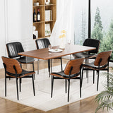 YaFiti Dining Chairs Set of 4, Dining Room and Kitchen Chairs, Mid Century Modern Accent Chair, Upholstered PU Leather Chairs for Vanity with Walnut Bentwood and Metal Legs, Black YaFiti
