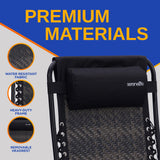 SereneLife Outdoor Zero Gravity Lawn Chair Black Adjustable Foldable Recliner with Detachable Side Table Cup Holder Padded Pillow Lightweight Patio Furniture Reclining Chair for Outdoors SereneLife