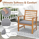 Tangkula 3 Pieces Outdoor Furniture Set, Acacia Wood Conversation Set with Soft Seat Cushions, Stable Acacia Wood Frame, Patio Sofa & Coffee Table Set for Backyard, Porch, Poolside (Grey) Tangkula