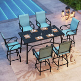 PHI VILLA Outdoor Patio Bar Dining Table for 6, 40" High Top Rectangle Metal Steel Table with 1.97" Umbrella Hole for Garden, Yard and Deck, Black PHI VILLA