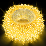 200 FT 500 LED Christmas Lights Outdoor Decorations Super Long Fairy Lights Waterproof 8 Modes Timer Clear Wire String Lights for Outside House Tree Patio Yard Wedding Party Holiday-Warm White JXLEDAYY