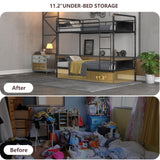 2 IN 1 Metal Bunk Bed Twin Over Twin, Convertible Twin Bunk Beds into 2 Individual Twin Size Bed for Kids Adults, 16.5" High Guard Rail,Space-Saving No Box Spring Needed Easy Assembly (Black) Whalefall