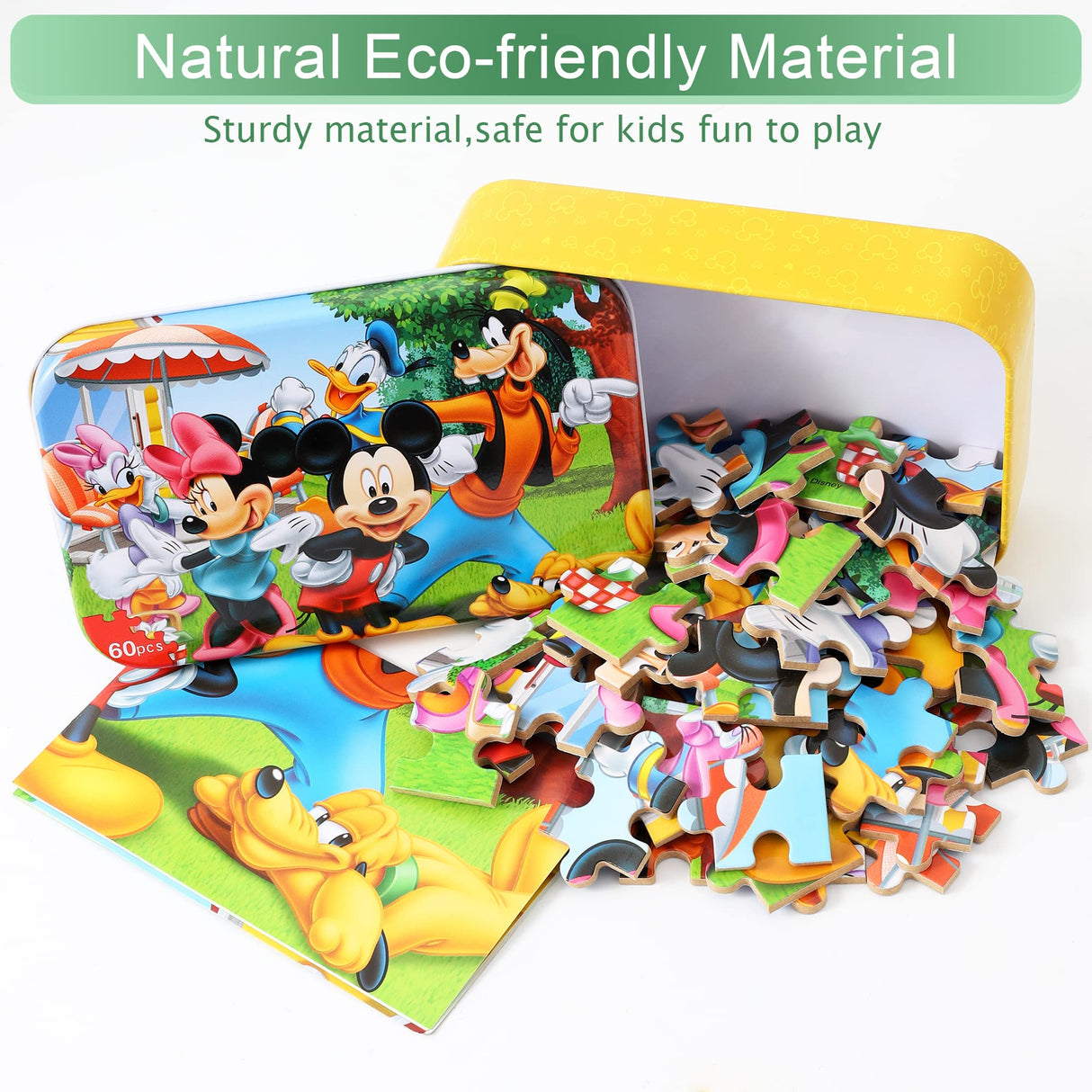 MZZOTOY Puzzles for Kids Ages 4-8, 60 Piece Puzzles for Kids Ages 3-5 in a Metal Box Girls and Boys Learning Educational Jigsaw Puzzle Toys Gifts MZZOTOY