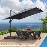 PURPLE LEAF 9' X 11.5' Patio Umbrella Outdoor Cantilever Rectangle Umbrella Aluminum Offset Umbrella with 360-degree Rotation for Garden Deck Pool Patio, Grey PURPLE LEAF