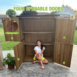 Outdoor Storage Shed with Metal Frame,Large Wooden Tool Cabinet with Adjustable Shelfs, House Garden Shed for Backyard Garden Patio Lawn GUTINNEEN