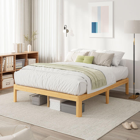 Viisari Bamboo Wood Bed Frame Full with Steel Slats, 12 Inch Platform Full Size Bed Frame No Box Spring Needed, Solid Foundation, Easy Assembly, Ample Under-Bed Storage, Noise-Free Viisari