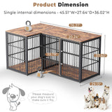 Lyromix 48'' L-Shaped Corner Dog Crate Furniture Large Breed with Double Rooms for 2 Dogs,Wooden Dog Crate End Table Indoor with Removable Divider for Medium to Large Dogs, Can Use Separately Lyromix