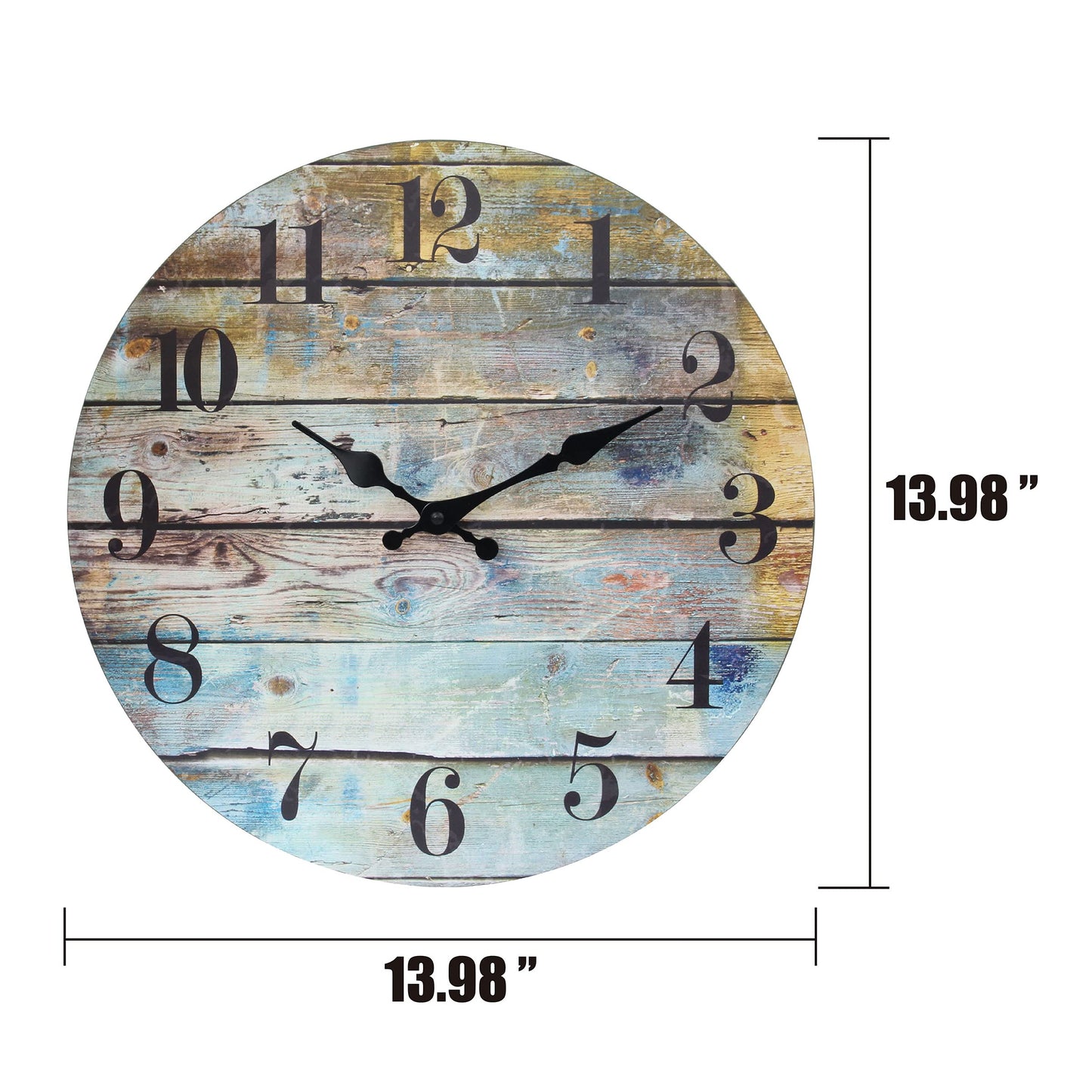 Stonebriar Vintage Farmhouse Wooden 14 Inch Round Battery Operated Hanging Wall Clock - WoodArtSupply