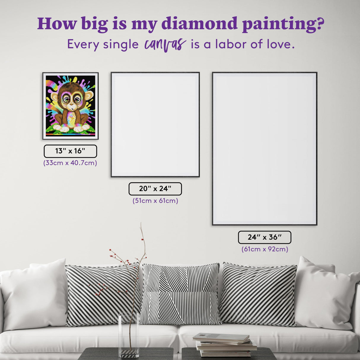 DIAMOND ART CLUB Rainbow Lil Monkey Diamond Painting Kit, Fun DIY Crafts for Adults, Round Diamond Art Canvas for Beginners, 13" x 16" (33cm x 40.7cm) DIAMOND ART CLUB
