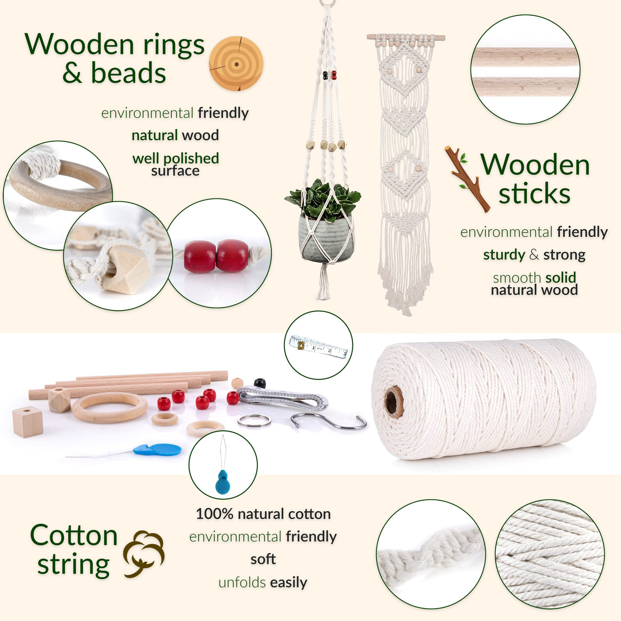 MIGO Creates Macrame Kits for Adults Beginners with 126 Macrame Supplies and 7 Projects E-Book: DIY Macrame Kit with 165 Yards Macrame Cord and Craft Supplies & Materials to Start Macrame! MIGO Creates