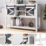 GAOMON Farmhouse Entryway Table with Sliding Barn Doors, Sofa Table with Storage and Open Shelf, Console Tables for Entryway, Hallway, White GAOMON