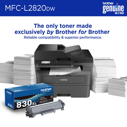 Brother MFC-L2820DW Wireless Compact Monochrome All-in-One Laser Printer with Copy, Scan and Fax, Duplex, Black & White | Includes Refresh Subscription Trial(1),(Renewed Premium)